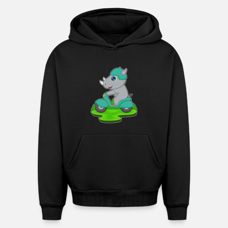 Trottinette Rhino - Sweat à capuche unisexe oversize épais SPREAD - noir