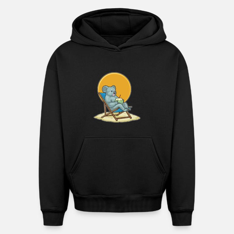 Chaise longue d’été Koala - Sweat à capuche unisexe oversize épais SPREAD - noir