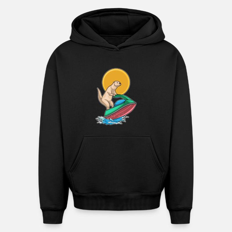 Jet ski d’été Otter - Sweat à capuche unisexe oversize épais SPREAD - noir