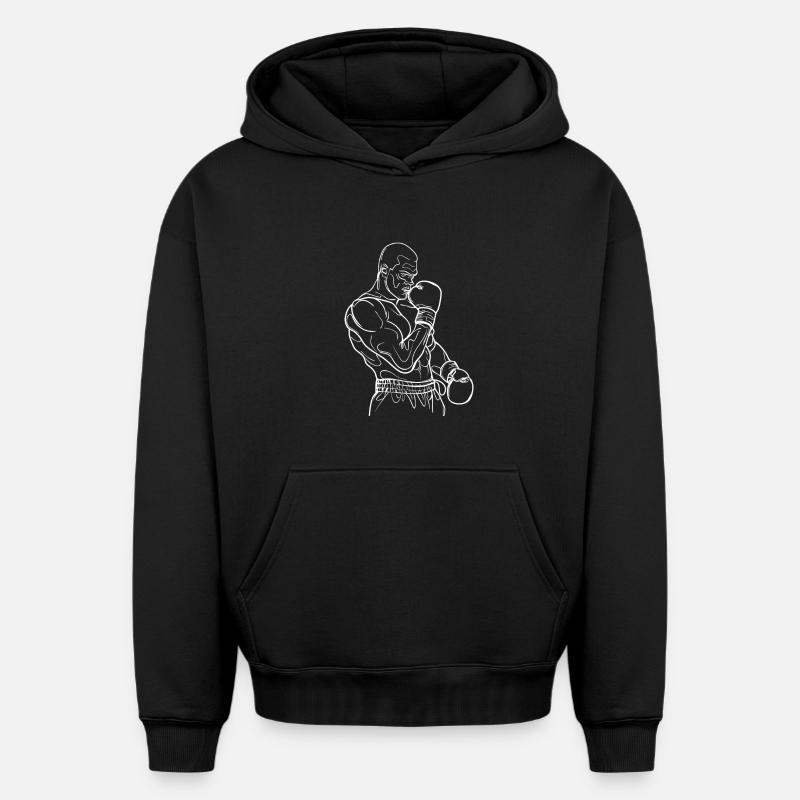 Boxeur - Sweat à capuche unisexe oversize épais SPREAD - noir