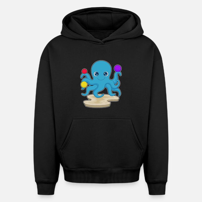 Pieuvre douce - Sweat à capuche unisexe oversize épais SPREAD - noir