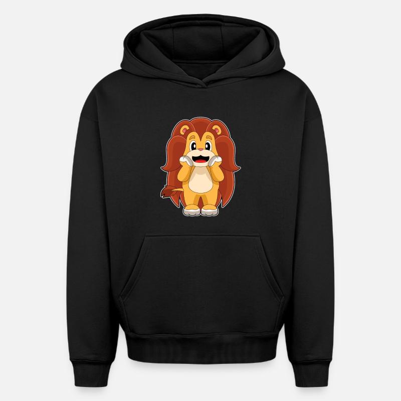 Lion Longue Crinière - Sweat à capuche unisexe oversize épais SPREAD - noir