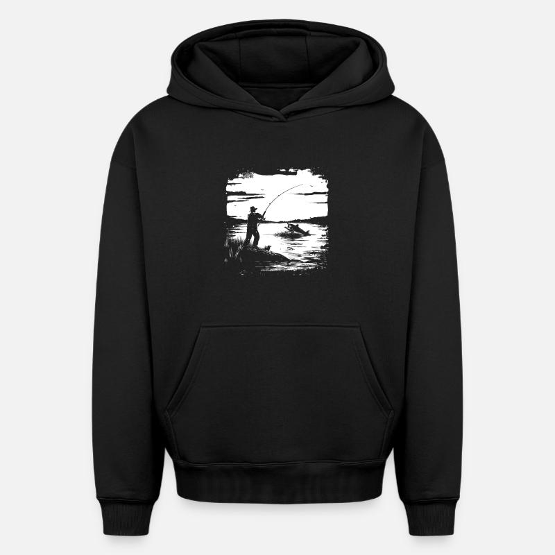 Graphique de pêche - Sweat à capuche unisexe oversize épais SPREAD - noir