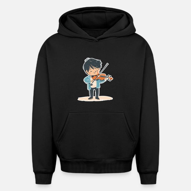 Petit garçon violon - Sweat à capuche unisexe oversize épais SPREAD - noir