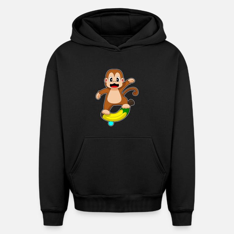 Équilibre Monkey Banana - Sweat à capuche unisexe oversize épais SPREAD - noir