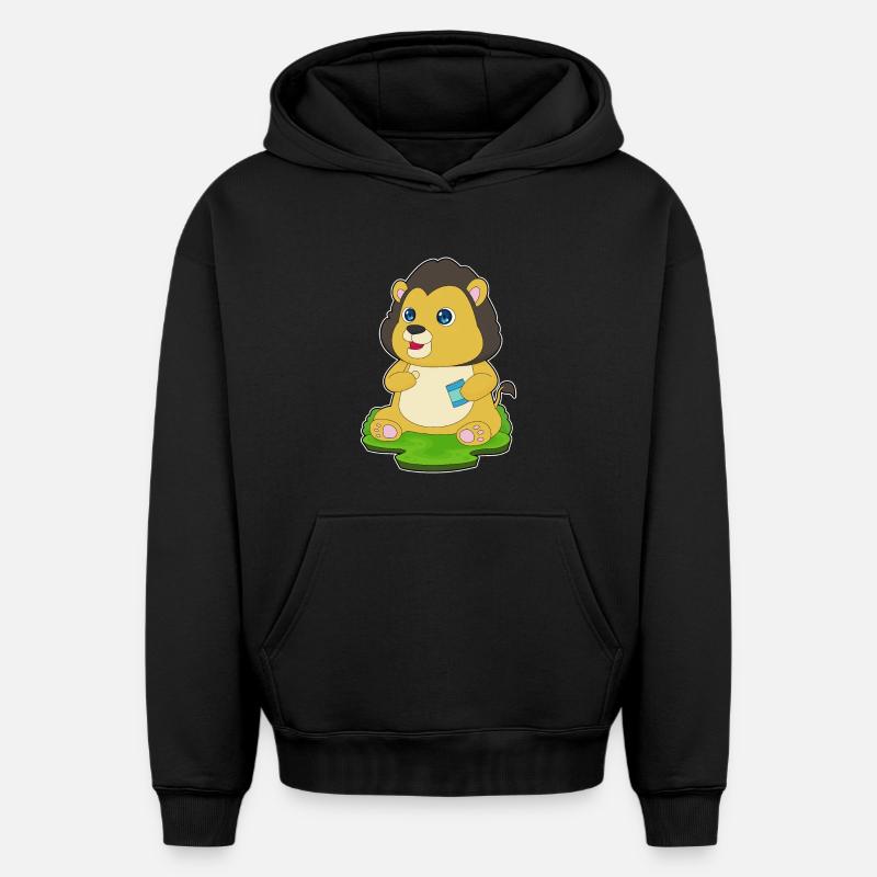 Croustilles Lion - Sweat à capuche unisexe oversize épais SPREAD - noir