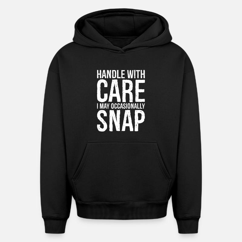 Manipuler avec soin - Sweat à capuche unisexe oversize épais SPREAD - noir