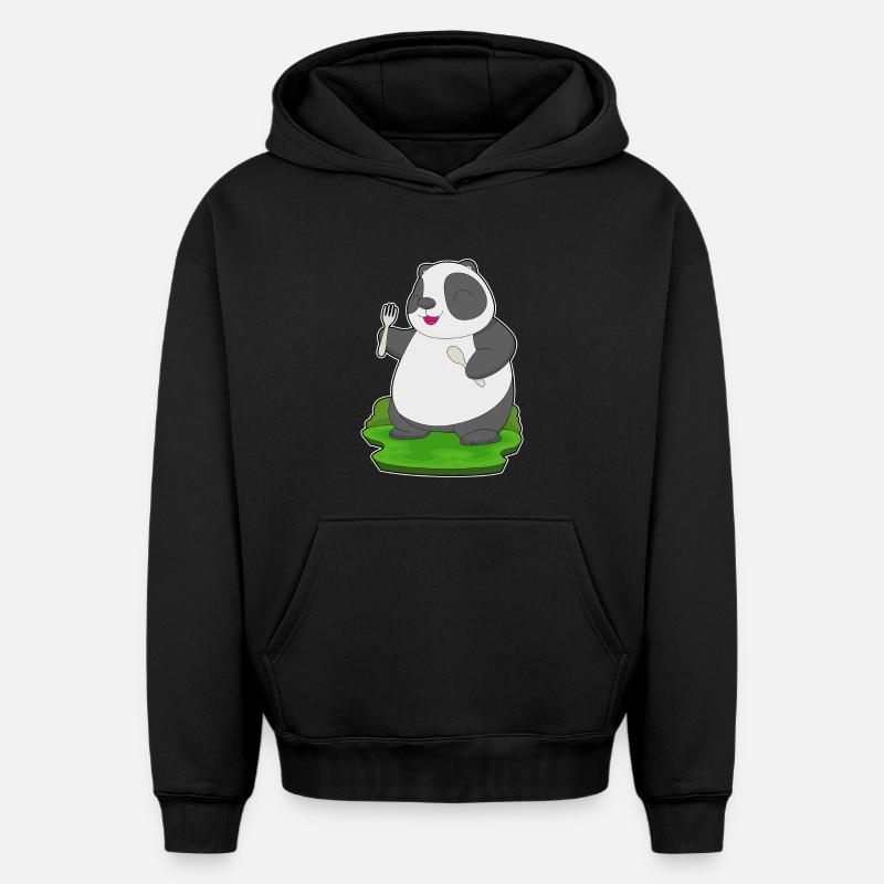 Fourchette cuillère panda - Sweat à capuche unisexe oversize épais SPREAD - noir