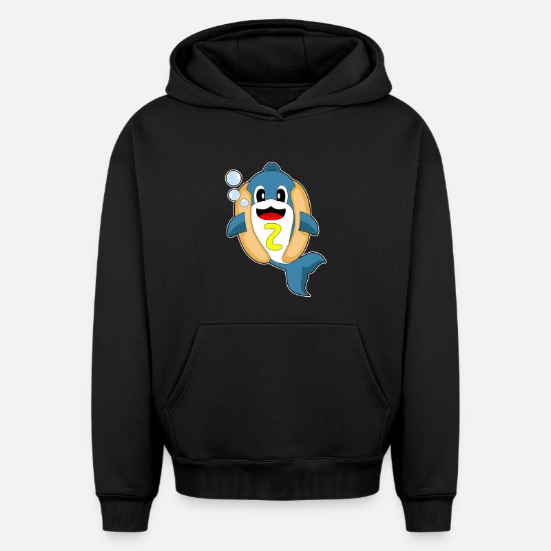 Hot-dog Dolphin - Sweat à capuche unisexe oversize épais SPREAD - noir