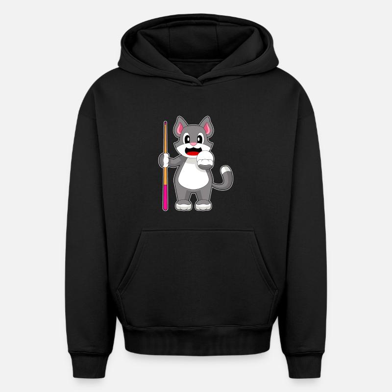 Katze Billiard Queue - Oversized Heavyweight Unisex Hoodie - Schwarz
