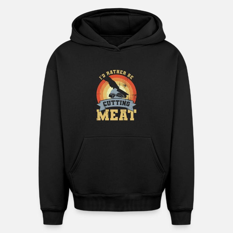 Blague du boucher - Sweat à capuche unisexe oversize épais SPREAD - noir