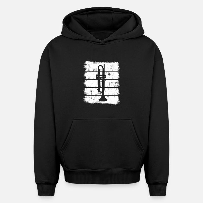 Trompette - Sweat à capuche unisexe oversize épais SPREAD - noir