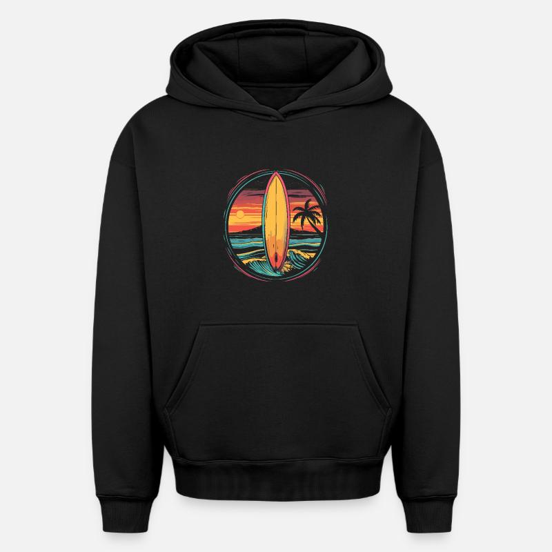 Œuvres d’art de surf - Sweat à capuche unisexe oversize épais SPREAD - noir
