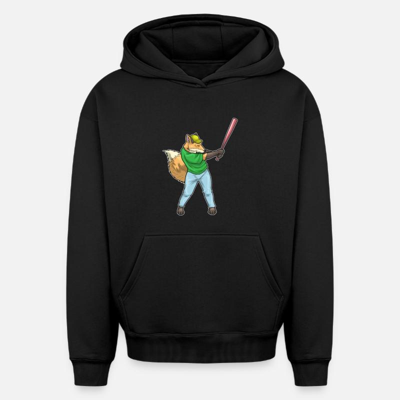Fuchs Baseball Baseballschläger - Oversized Heavyweight Unisex Hoodie - Schwarz