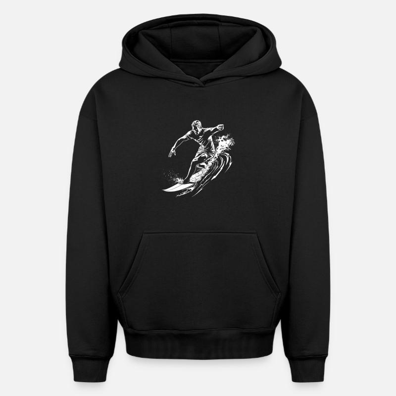 Surf - Sweat à capuche unisexe oversize épais SPREAD - noir