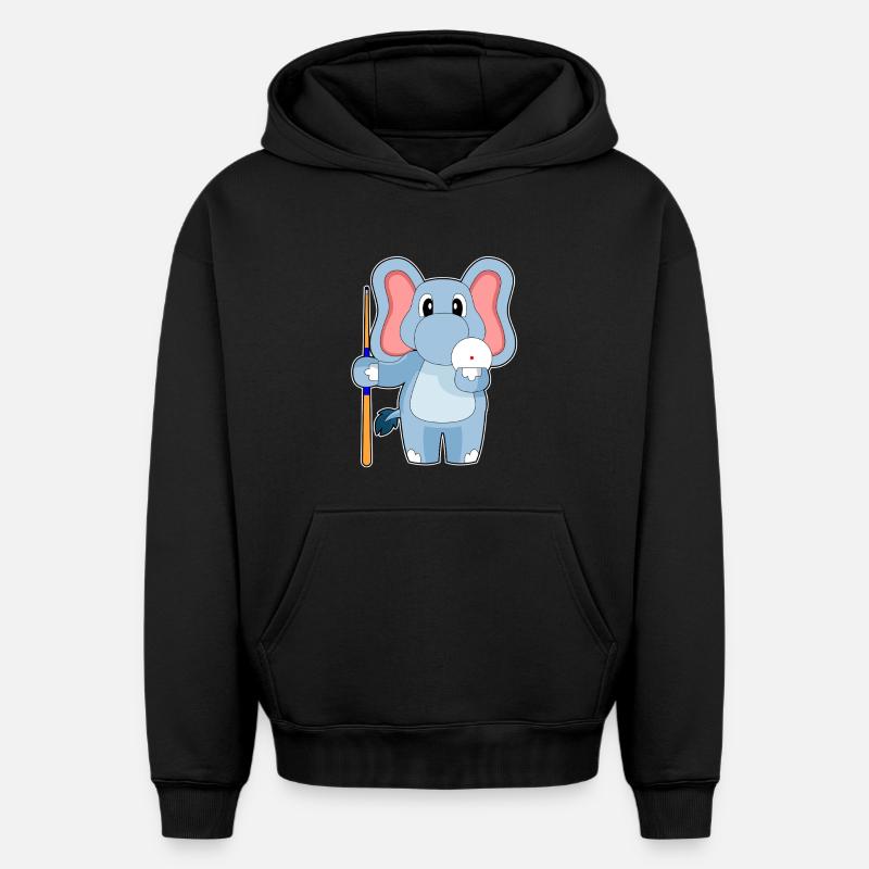 Elefant Billiard Queue - Oversized Heavyweight Unisex Hoodie - Schwarz
