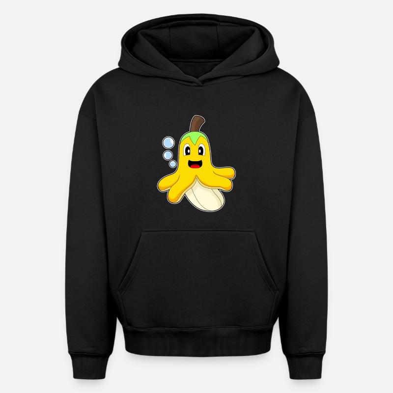 Poulpe Banane - Sweat à capuche unisexe oversize épais SPREAD - noir