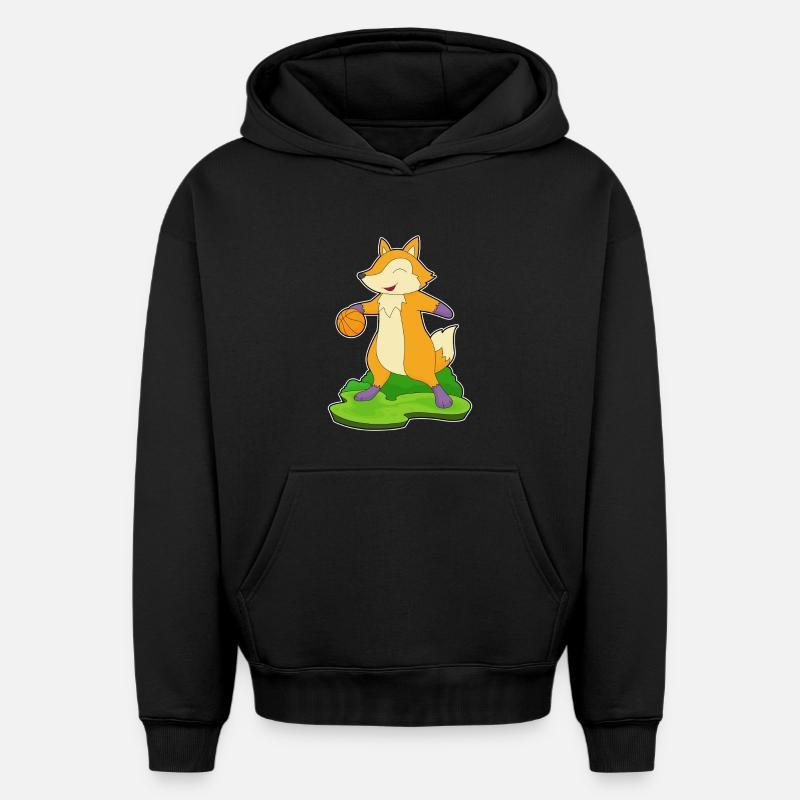 Fox Basketteur Basketteur - Sweat à capuche unisexe oversize épais SPREAD - noir