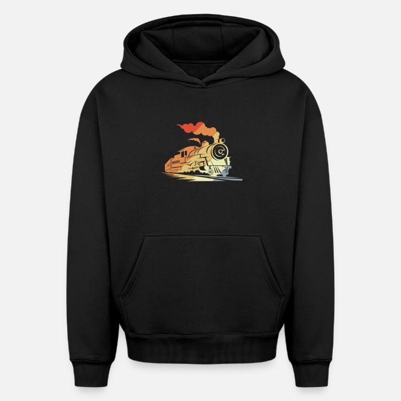 Train à vapeur d’époque - Sweat à capuche unisexe oversize épais SPREAD - noir