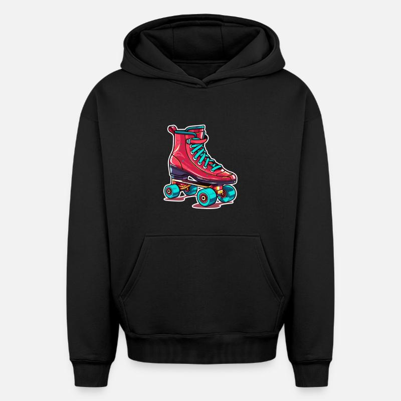 Graphique patins à roulettes - Sweat à capuche unisexe oversize épais SPREAD - noir
