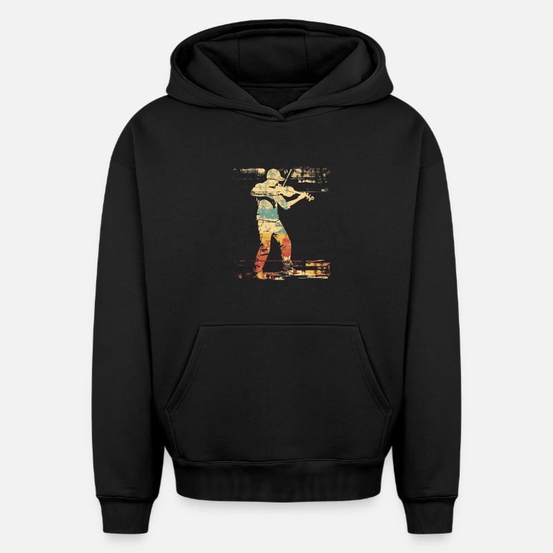 Violon Style BD - Sweat à capuche unisexe oversize épais SPREAD - noir