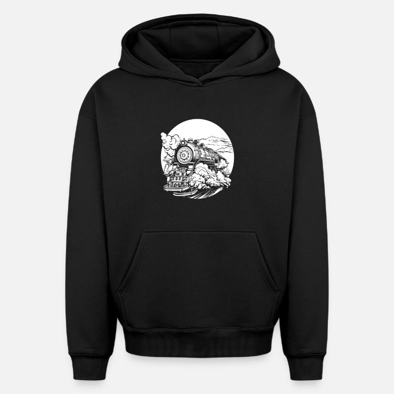 Train - Sweat à capuche unisexe oversize épais SPREAD - noir
