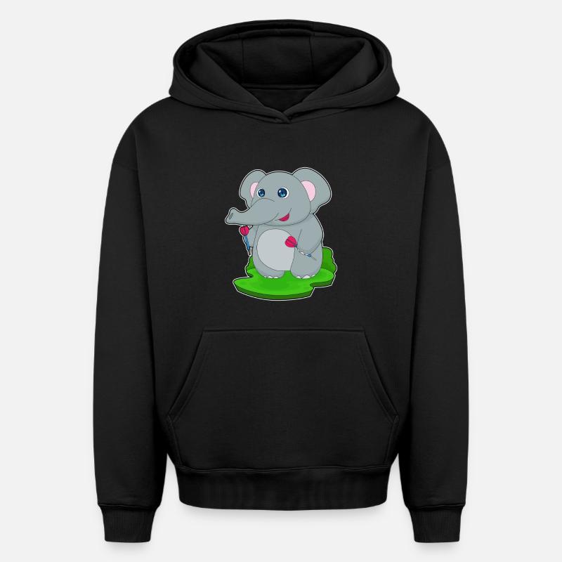 Fléchette éléphant Fléchette - Sweat à capuche unisexe oversize épais SPREAD - noir