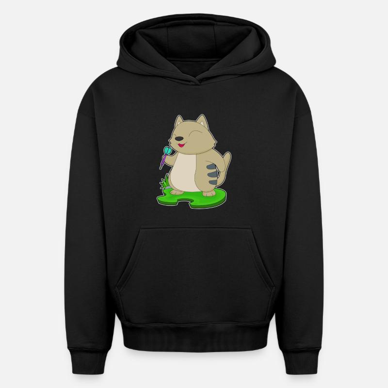 Cat Dart Dart - Sweat à capuche unisexe oversize épais SPREAD - noir