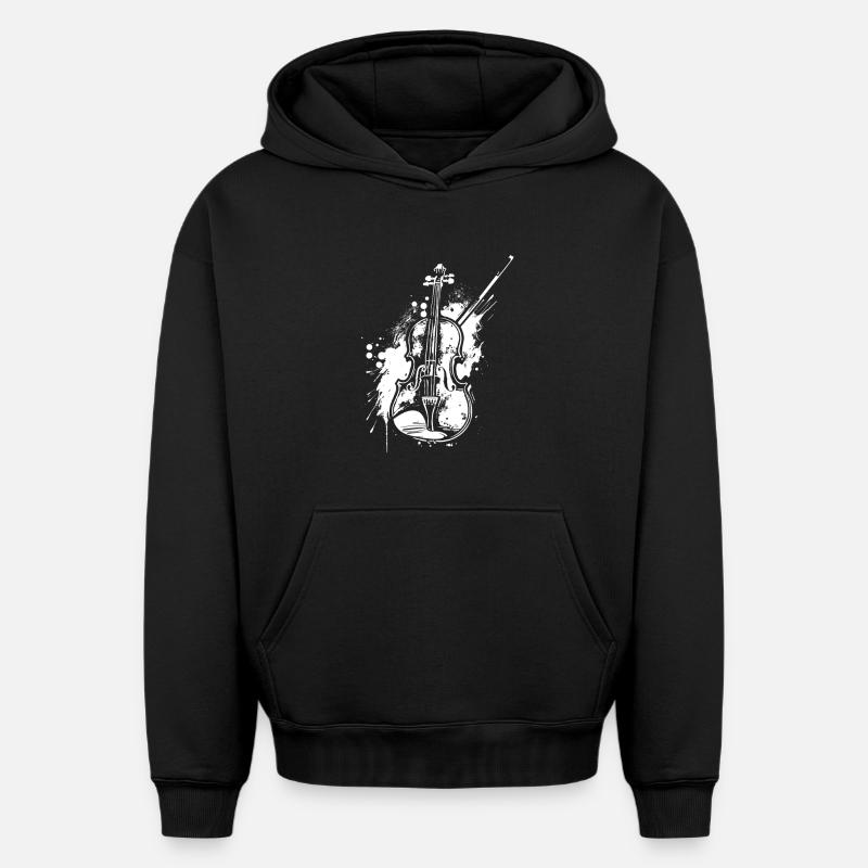 Violon drôle - Sweat à capuche unisexe oversize épais SPREAD - noir