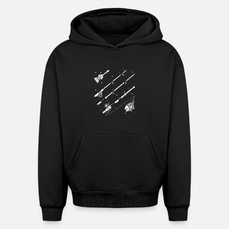 Dessin de pêche - Sweat à capuche unisexe oversize épais SPREAD - noir