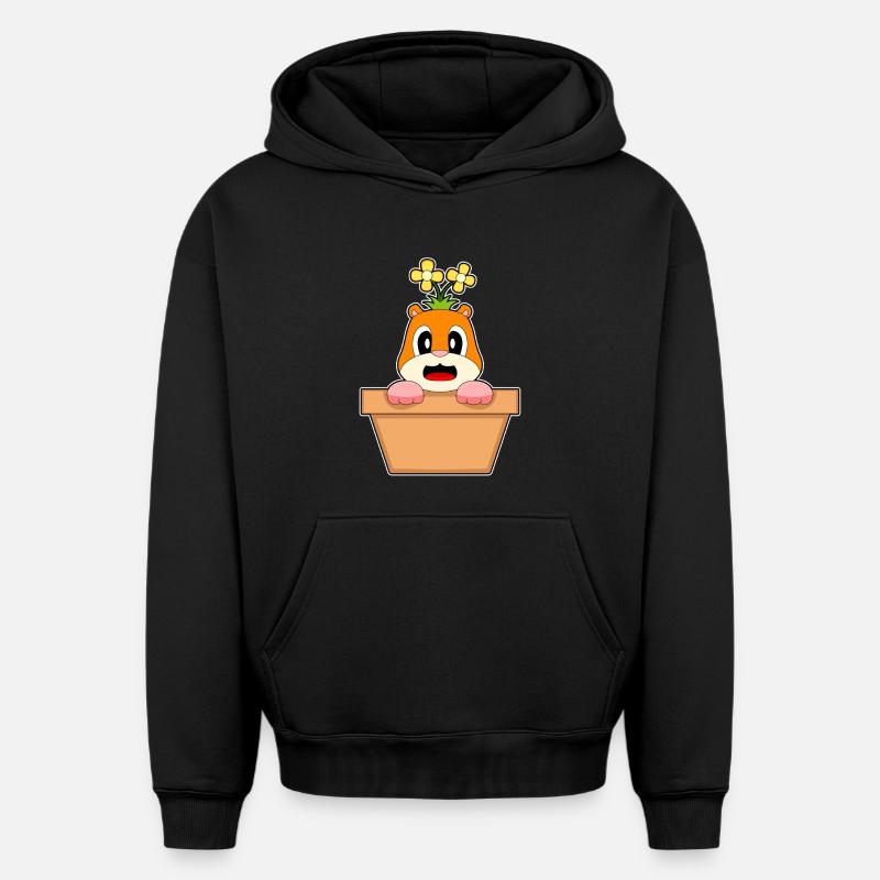 Fleur de hamster - Sweat à capuche unisexe oversize épais SPREAD - noir