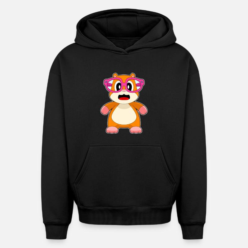 Lunettes de hamster - Sweat à capuche unisexe oversize épais SPREAD - noir