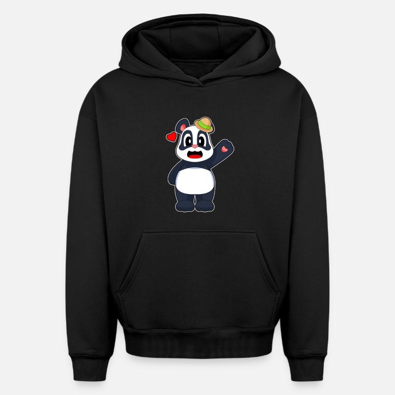 Chapeau Panda - Sweat à capuche unisexe oversize épais SPREAD - noir
