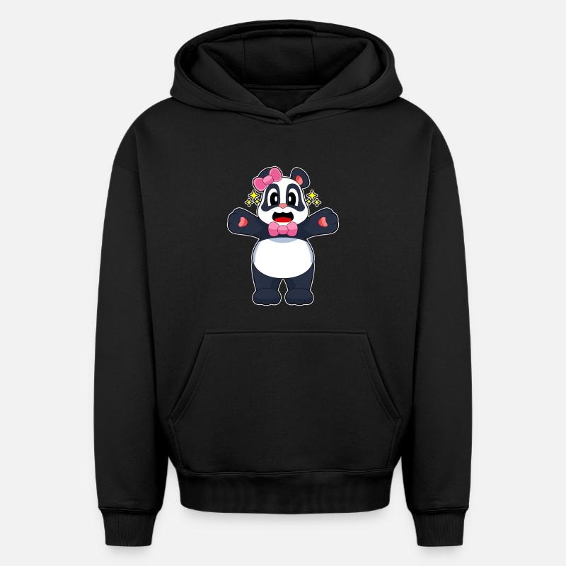 Boucle Panda - Sweat à capuche unisexe oversize épais SPREAD - noir