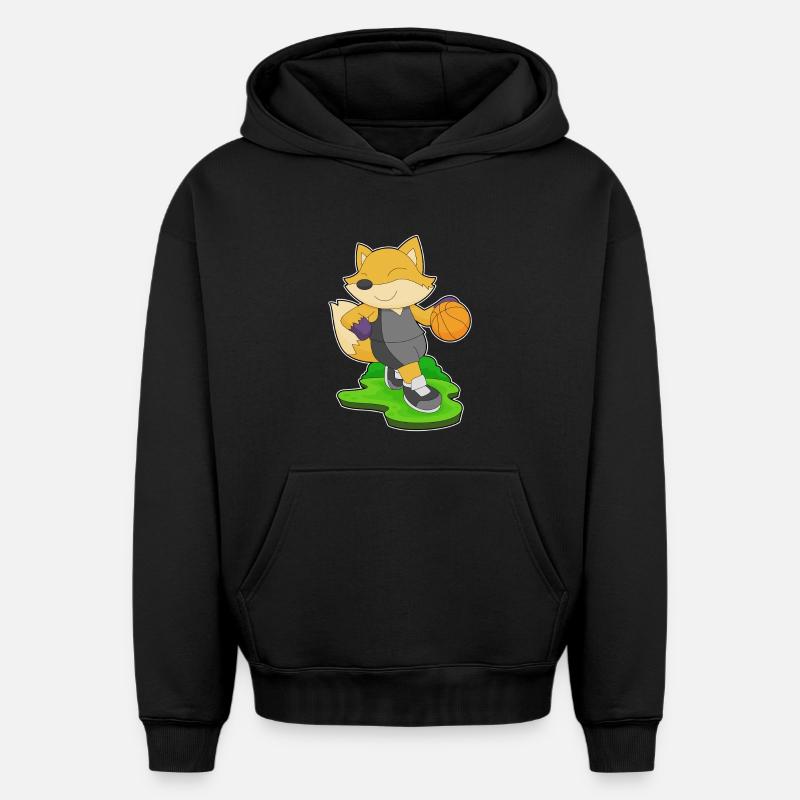 Fox Basketteur Basketteur - Sweat à capuche unisexe oversize épais SPREAD - noir