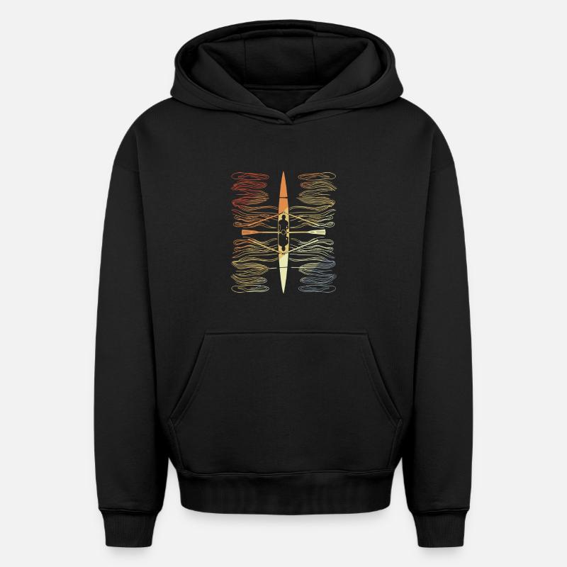 Aviron d’époque - Sweat à capuche unisexe oversize épais SPREAD - noir