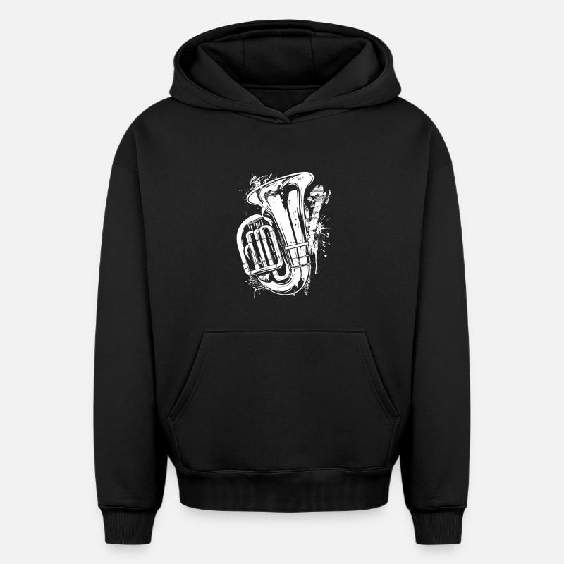 Tuba Graffiti - Sweat à capuche unisexe oversize épais SPREAD - noir