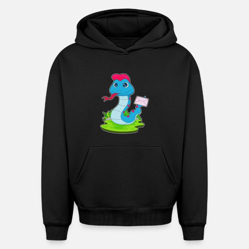 Lettre de serpent - Sweat à capuche unisexe oversize épais SPREAD - noir