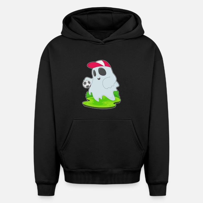 Fantôme Halloween Football - Sweat à capuche unisexe oversize épais SPREAD - noir