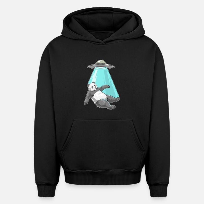 Vaisseau spatial Panda - Sweat à capuche unisexe oversize épais SPREAD - noir
