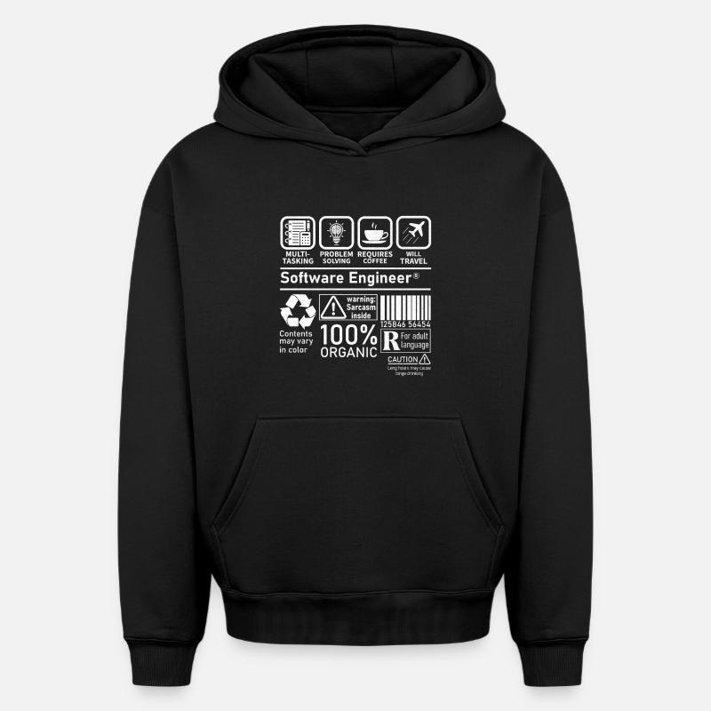 software engineer multi tasking problem solving - Oversized Heavyweight Unisex Hoodie - black