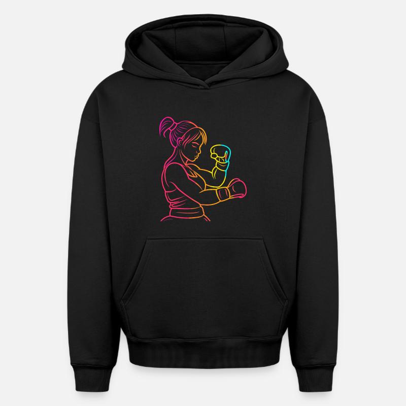 Kickboxer des années 90 - Sweat à capuche unisexe oversize épais SPREAD - noir