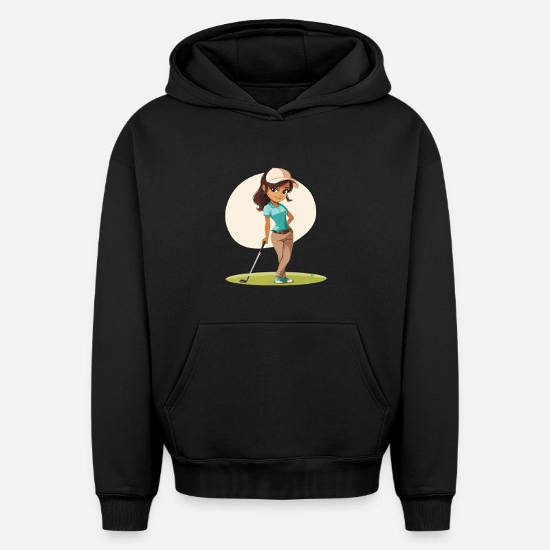 Bande dessinée golfeuse - Sweat à capuche unisexe oversize épais SPREAD - noir