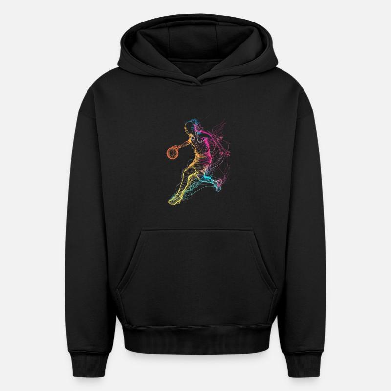 Basketteur - Sweat à capuche unisexe oversize épais SPREAD - noir