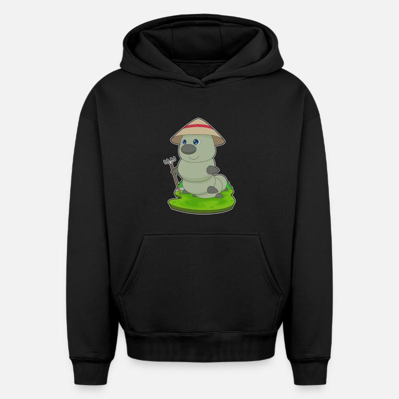 Râteau fermier Caterpillar - Sweat à capuche unisexe oversize épais SPREAD - noir