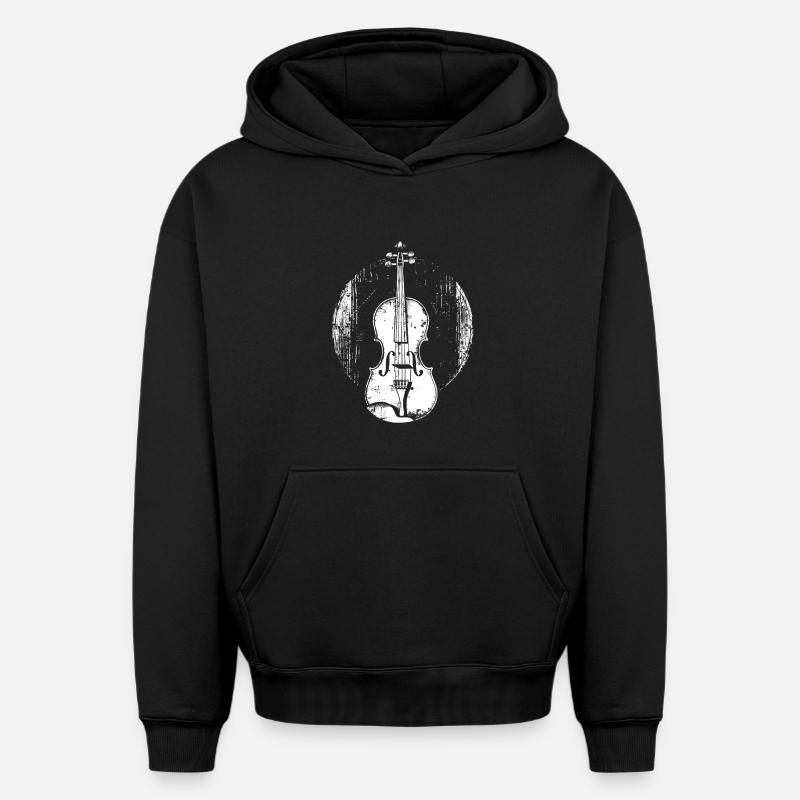 Violon - Sweat à capuche unisexe oversize épais SPREAD - noir