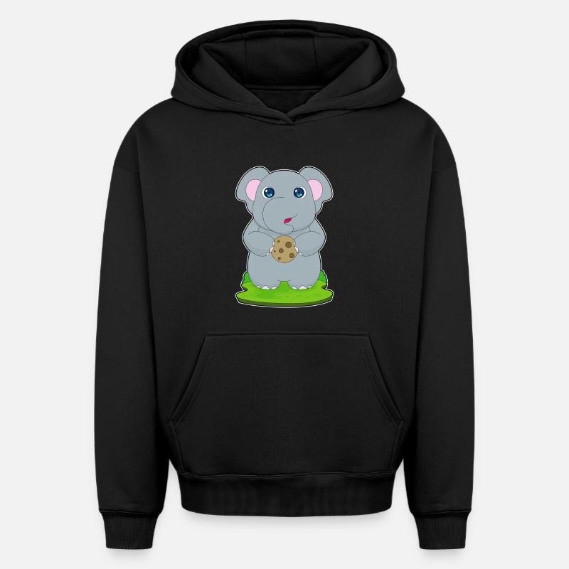 Biscuit éléphant - Sweat à capuche unisexe oversize épais SPREAD - noir