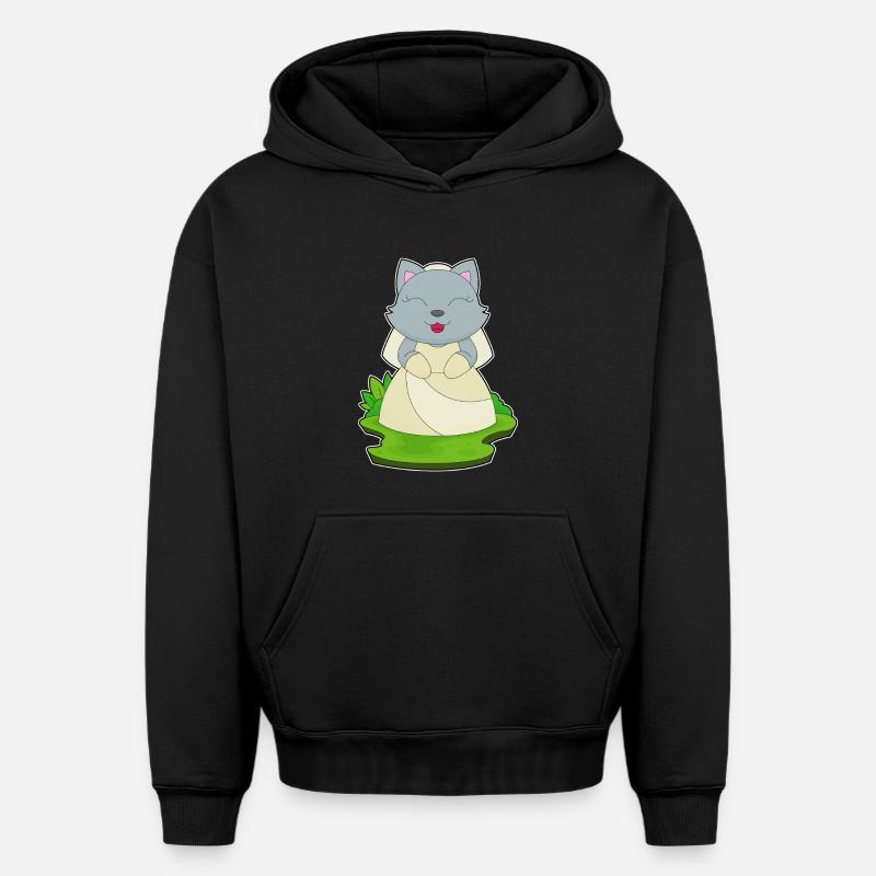 Chat Voile de mariée Mariage - Sweat à capuche unisexe oversize épais SPREAD - noir