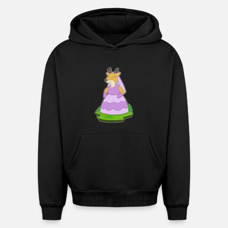 Cerf Voile de mariée Mariage - Sweat à capuche unisexe oversize épais SPREAD - noir