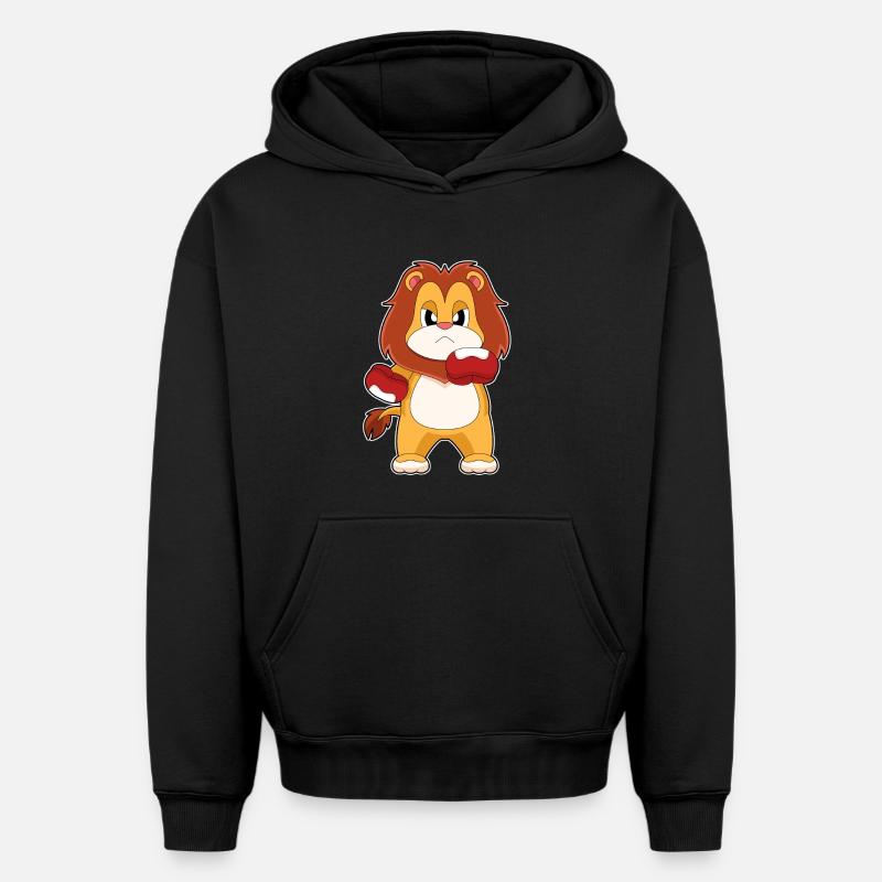 Löwe Boxer Boxhandschuhe Boxen - Oversized Heavyweight Unisex Hoodie - Schwarz